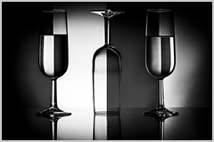 Three flutes glasses